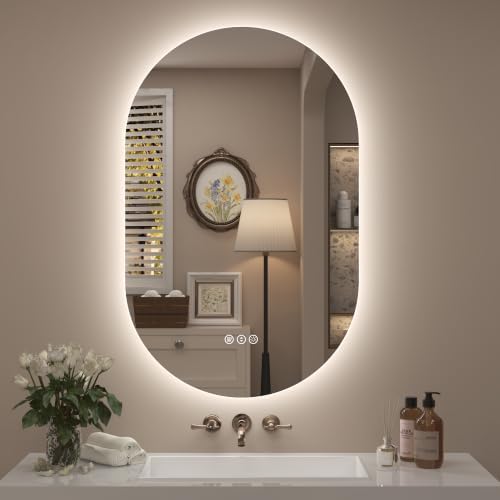 24x36 Inch Oval Backlit LED Bathroom Vanity Mirror by CHARMOR