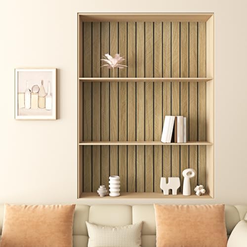Wallercity Thick Brown Slats Wood Grain Wall Panels 11.8''x118'' Peel and Stick - Image 6