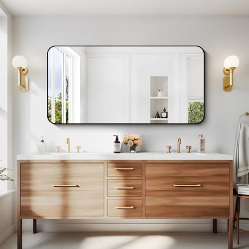 DESBING 24" x 48"Bathroom Mirror, Matte Black Wall Mirror - Image 4