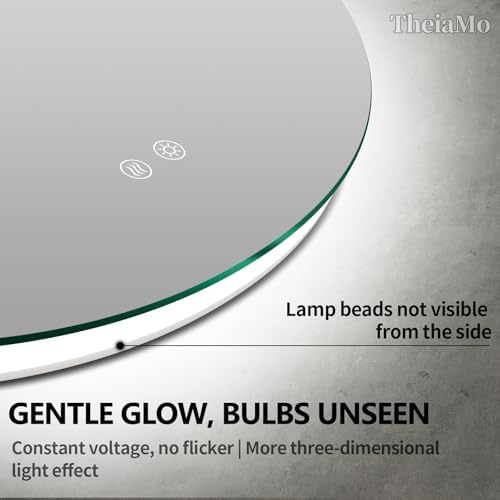 Round LED Mirror for Bathroom, Wall Mounted Vanity Mirror, 3 Colors, IP65 - Image 4
