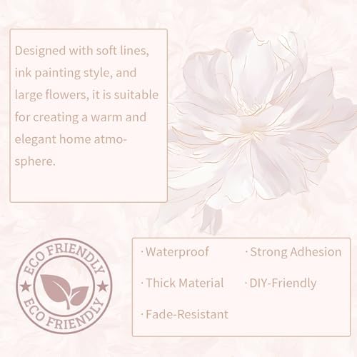 Dimoon Peel and Stick Wallpaper Contact Paper White Pink Gray Floral Modern - Image 2