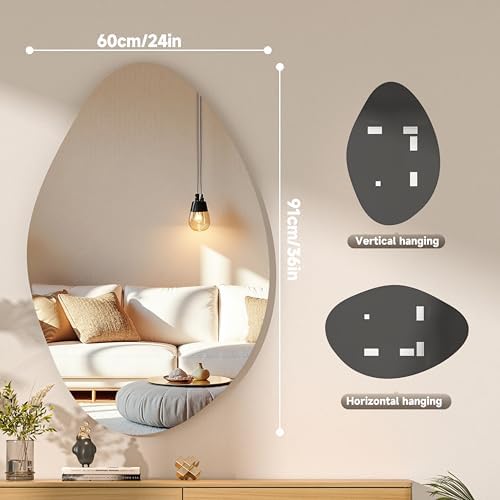 Hasipu 36"x24" Irregular Wall Mirror Frameless Asymmetrical Mirror - Image 2