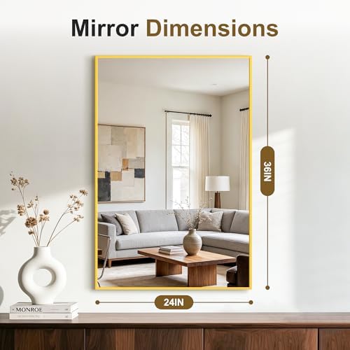 Bathroom Vanity Mirror for Over Sink, 36x24 Inch Matte Gold Mirror - Image 7