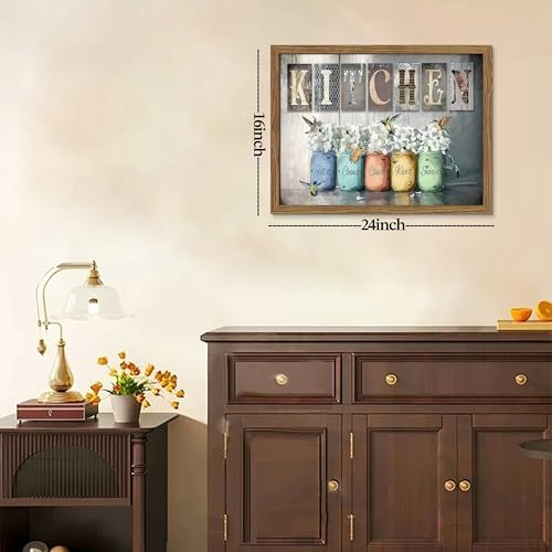 Framed Vintage Kitchen Canvas Wall Art, Retro Letter Signs - Image 4
