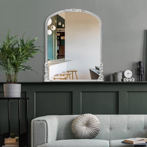 Wylde Iris English Estate Carved Arch Wood Wall Mirror, Mirror - Image 6