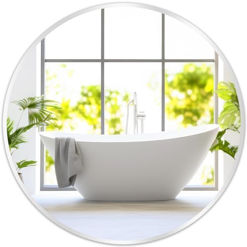Silver Round Mirror 30 Inch, Wall Circle Mirror by Fabuday