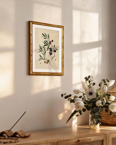 InSimSea Gold Bamboo Framed Wall Art, Vintage Olives Botanical Print - Image 4