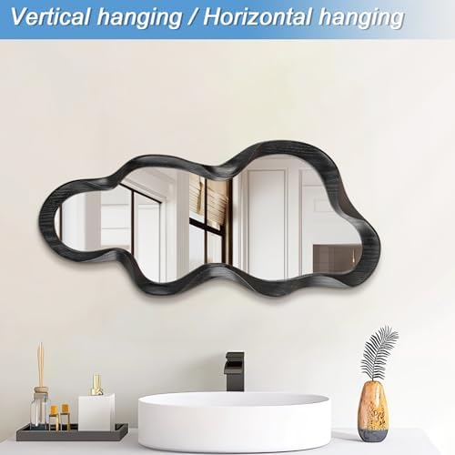 Asymmetrical Mirror Irregular Wall Mirror Modern Wood Frame Unique Mirrors Cute - Image 4