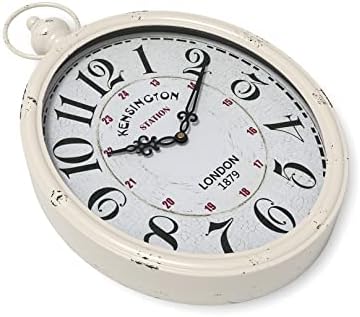 Menterry Large Oval Retro Wall Clock, Rustic Vintage Style, Antique White - Image 2
