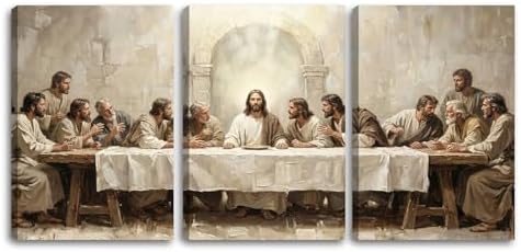 SIXWOOD Jesus The Last Supper Framed Canvas Wall Art 3 Piece by SIXWOOD