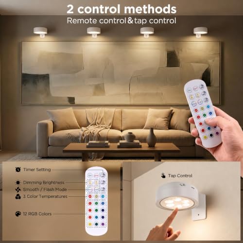4-Pack Picture Lights for Wall, Rechargeable Wireless Poster Lights - Image 5