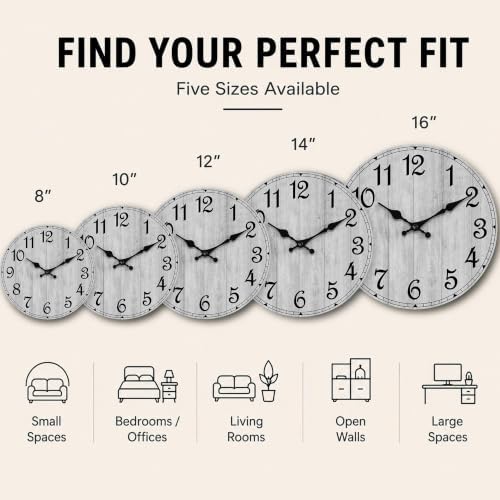 12 Inch Wall Clock, Silent Battery Operated Analog Clock - Image 7