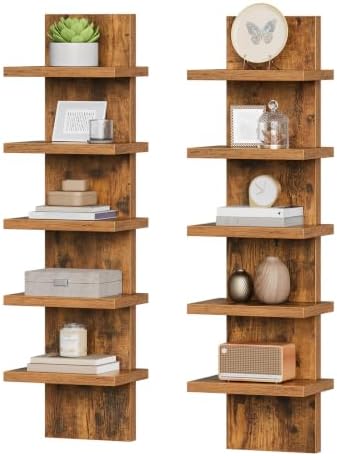 HOOBRO 5 Tier Wall Shelf Unit for Storage, 2 Pack Floating Shelves for Wall by HOOBRO