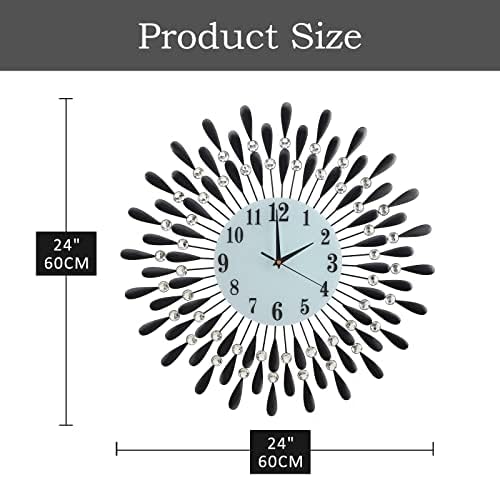 24 INCH Large Wall Clock for Living Room Decor, Non-Ticking Quiet Metal Petals - Image 2
