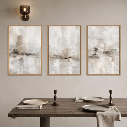 Large Minimalist Textured Framed Canvas Wall Art Set -16"×24"×3 - Image 3