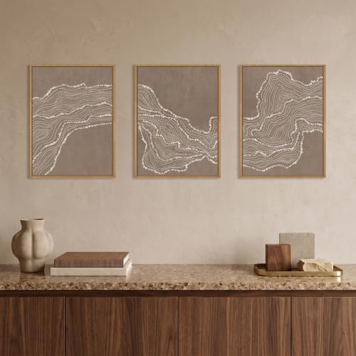 BICERE Abstract White Wave Framed Canvas Wall Art, Modern Minimalism Wall Decor - Image 2