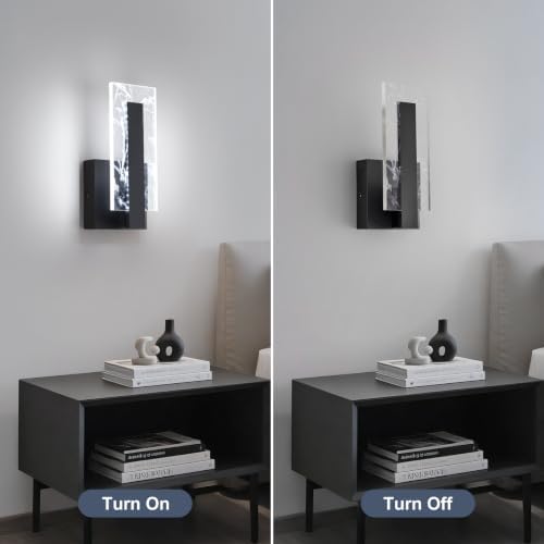 Modern LED Acrylic Black Wall Sconce, 6000K Cool White Bathroom Wall Sconces - Image 5