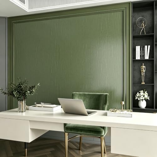 Faux Green Grasscloth Peel and Stick Wallpaper Textured Green Contact Paper - Image 6