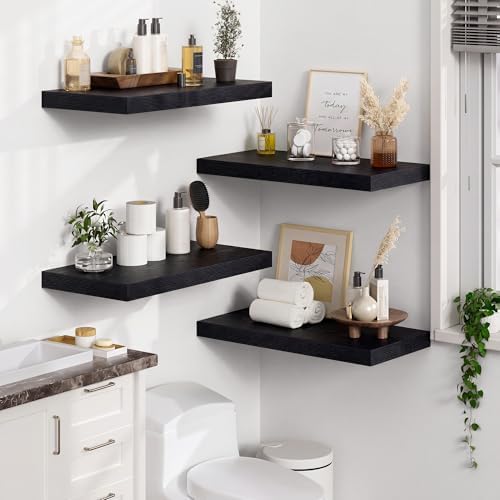 Heimlove 12" Deep Black Floating Shelves - Image 2
