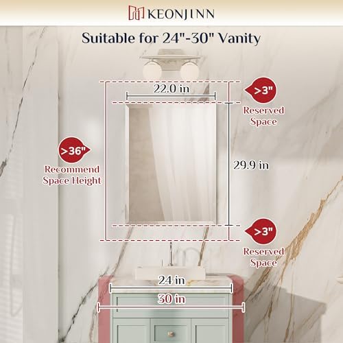 Keonjinn 22 x 30 Inch Frameless Bathroom Mirror - Image 5