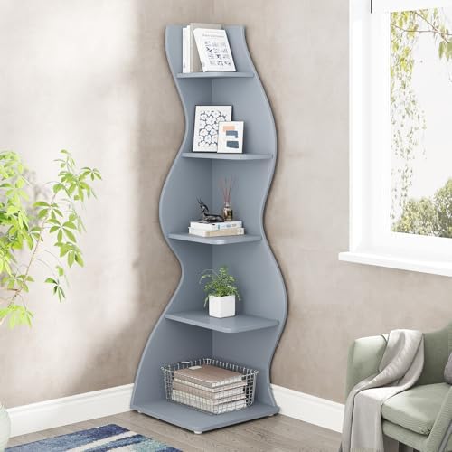 Tribesigns Corner Shelf, Modern 5-Tier Wall Corner Bookshelf, Stylish Corner - Image 5