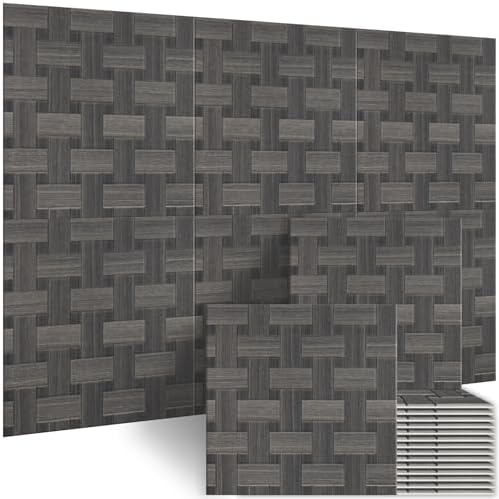 BUBOS 6 Pack Wood Wall Panel, 23.6"x23.6" Peel and Stick Faux Acousitc Panel by BUBOS