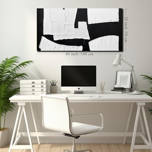 Abstract Painting Wall Art Black and White Canvas Wall Decor - Image 5