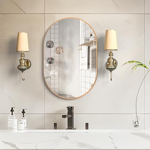 Oval Bathroom Mirror Capsule Wall Vanity Mirror, Large Modern Mirror - Image 2