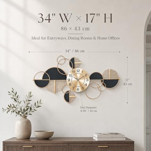 34" Modern Large Wall Clock Decorative Metal Art - Image 3