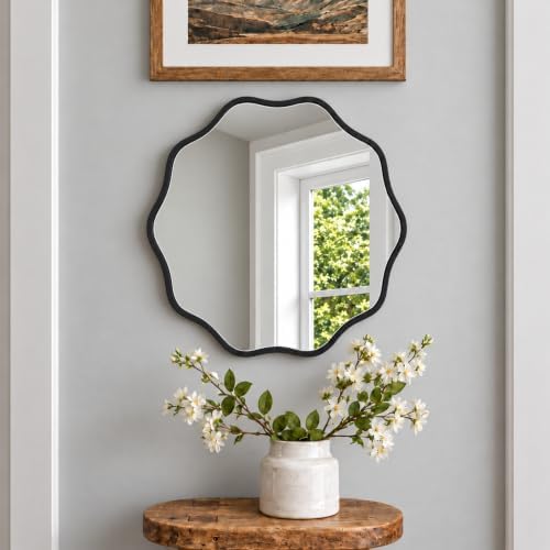 PERFNIQUE Black Scalloped Mirror, Decorative Modern Wall Decor - Image 4