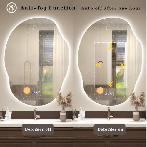 Irregular-Shaped Backlit LED Lighted Bathroom Mirror 22x30 - Image 5