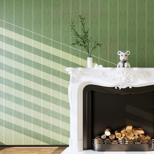 JiffDiff Green 3D Embossed Textured Peel Stick Wallpaper 17.3"x400" - Image 5