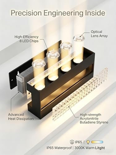 10 Pack LED Wall Sconce, 3000K Warm White IP65 - Image 2