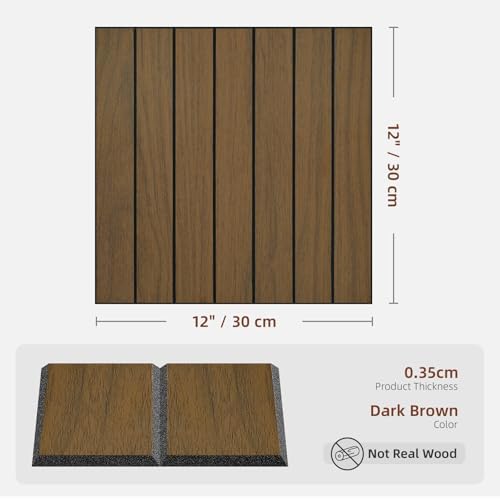 WADILE Peel and Stick Wood Slat Wall Panels 12x12in PVC 30 Pack - Image 2