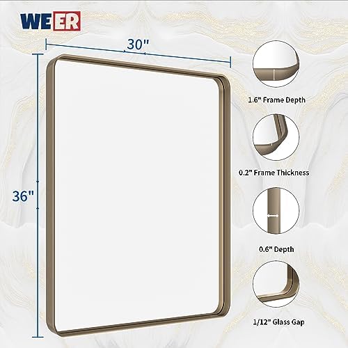 WEER Bronze Bathroom Vanity Mirror 36X30 Inch - Image 6