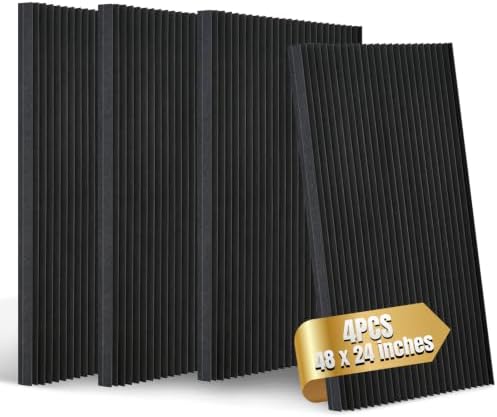 4 Pack Large Wedge Design Acoustic Foam Panels, High-Density Vertical Groove by Unknown