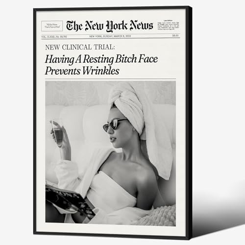 Funky Girl Preppy Aesthetic Posters Black And White Newspaper Wall Art 20x30in by Unknown