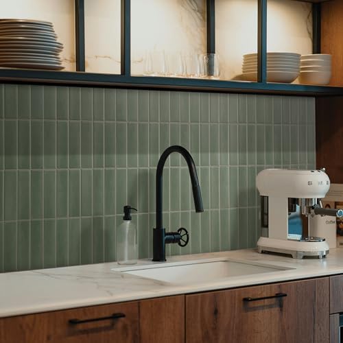 Smart Tiles Peel and Stick backsplash, Stacked Olive Green - Image 2