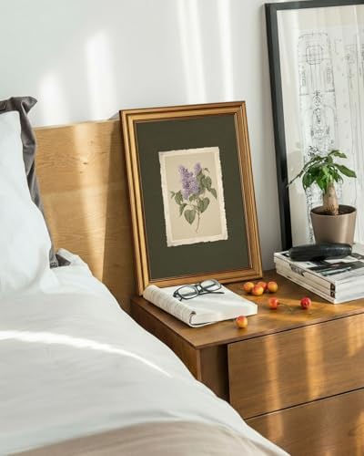 VIYYIEA Vintage Gold Framed Wall Art, Aesthetic Botanical Violet Flower Herb - Image 5