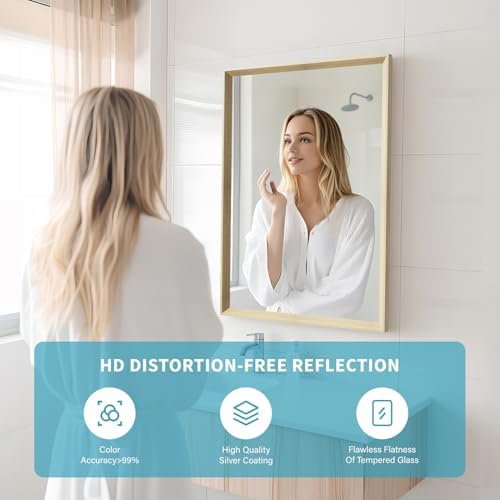 Oak Wood Effect Framed Wall Mirror, 20x30 Rectangle Mirror - Image 3