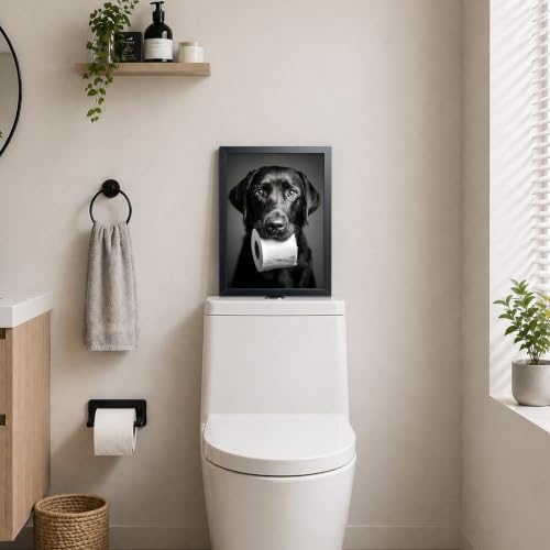 Black and White Bathroom Wall Art, Funny Labrador Dog Canvas Prints Poster - Image 7