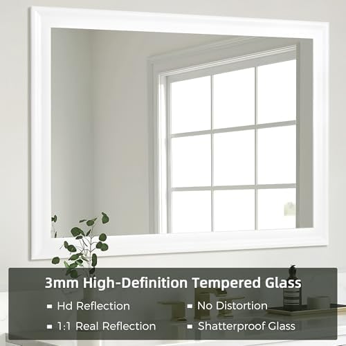 Tanmicoshomy White Rectangle Bathroom Wall Mirror 30x40 Inch - Image 3