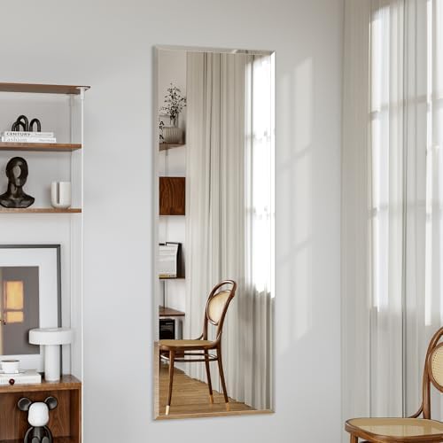 64"x21" Frameless Full Length Wall Mirror, Rectangular Mirrors Full Length Wall by NimbusCrestHome