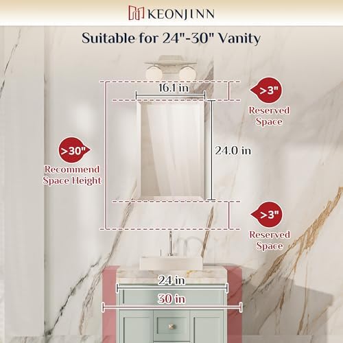 Keonjinn 16x24 Inch Small Frameless Bathroom Mirrors - Image 2