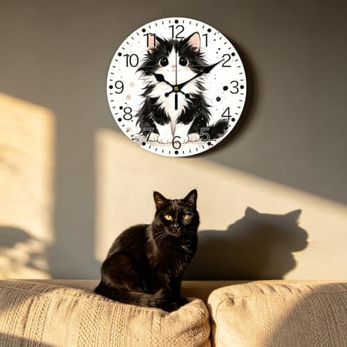 Funny Cat Wall Clock Silent Non-Ticking 12" - Image 7