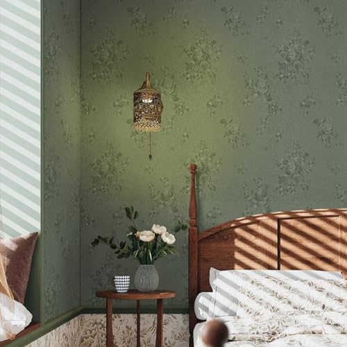 Green Flower Peel and Stick Wallpaper Solid Pure Paper 18in x 118in - Image 3