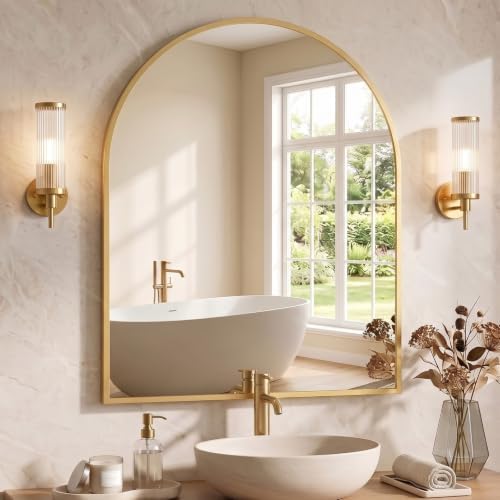 NEWBULIG 32"X30" Arched Bathroom Mirror by NEWBULIG