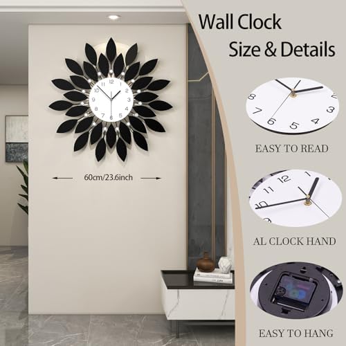 FLEBLE Large Wall Clock for Living Room Decor Clock Silent Battery Operated - Image 5