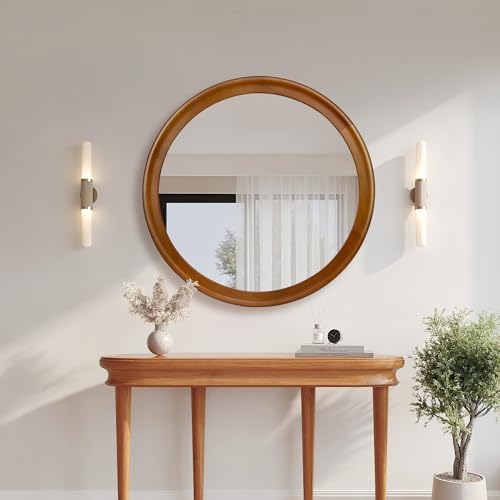 Round Wood Mirror for Wall, 36 Inch Circle Decorative Mirror - Image 5