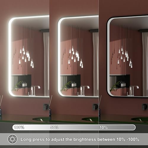 48"x36" Black LED Bathroom Mirror - Image 3